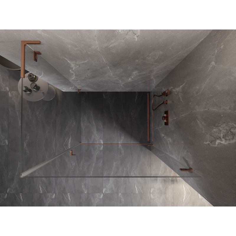 Mexen Lunar-B L right-hinged shower cabin 85 x 70 cm, transparent, brushed copper - 832L-085-070-65-00-P