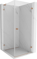 Mexen Lunar-B L right-side hinged shower enclosure 100 x 100 cm, transparent, brushed copper - 832L-100-100-65-00-P