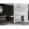 Mexen Kioto+ shower screen with shelf Walk-in 130 x 200 cm, white pattern, pink gold - 800-130-121-60-85