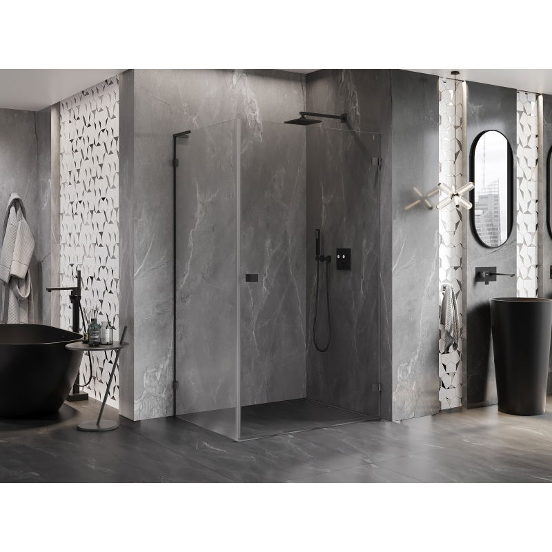 Mexen Lunar-B L right-hinged shower enclosure 85 x 80 cm, transparent, brushed gun gray - 832L-085-080-66-00-P