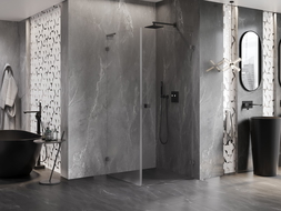 Mexen Lunar-B L Right Swing Shower Enclosure 100 x 100 cm, Transparent, Brushed Gun Gray - 832L-100-100-66-00-P