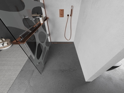 Mexen Kioto+ shower wall with shelf Walk-in 120 x 200 cm, white wave, rose gold - 800-120-121-60-97