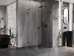 Mexen Lunar-B L Right-Hinged Shower Enclosure 90 x 90 cm, Transparent, Black - 832L-090-090-70-00-P