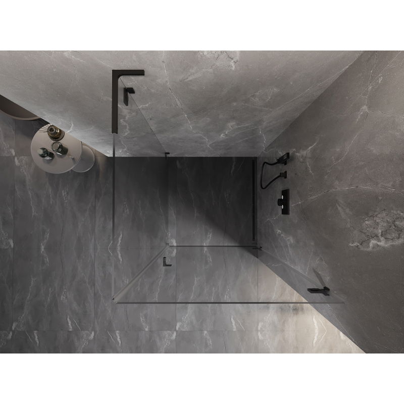 Mexen Lunar-B L Right-Hinged Shower Enclosure 90 x 90 cm, Transparent, Black - 832L-090-090-70-00-P