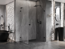 Mexen Lunar-B L Shower Enclosure Hinged Right 100 x 90 cm, Transparent, Black - 832L-100-090-70-00-P