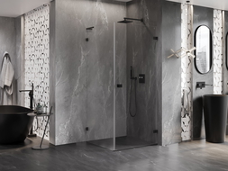 Mexen Lunar-B L Right Swing Shower Enclosure 100 x 100 cm, Transparent, Black - 832L-100-100-70-00-P