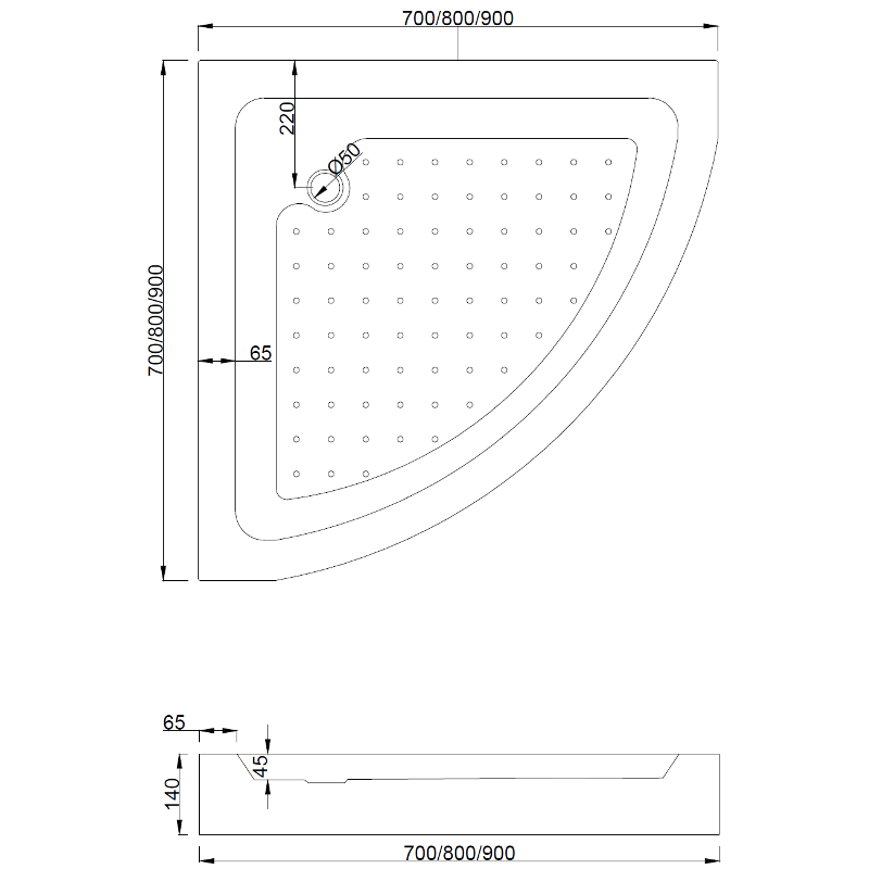Mexen Rio semi-circular shower enclosure 80 x 80 cm, graphite, chrome + Rio shower tray, white - 863-080-080-01-40-4710