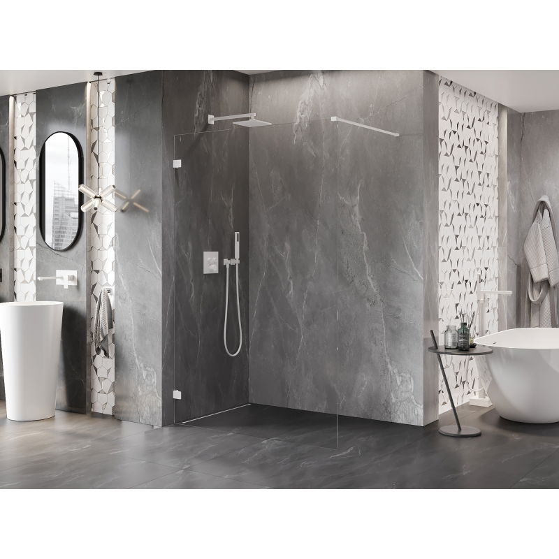 Mexen Lunar shower wall Walk-in left 160 x 200 cm, transparent 8 mm, white - 830-160-000-20-00-L