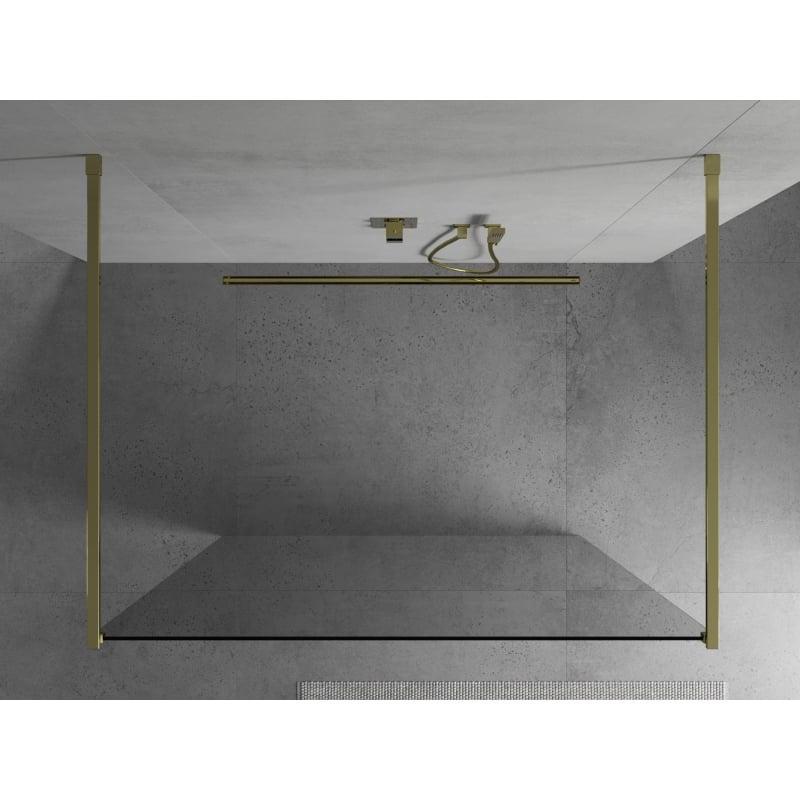 Mexen Kioto free-standing shower wall 140 x 200 cm, transparent 8 mm, gold - 800-140-002-50-00