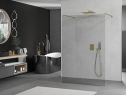 Mexen Kioto freestanding shower screen 150 x 200 cm, transparent 8 mm, gold - 800-150-002-50-00