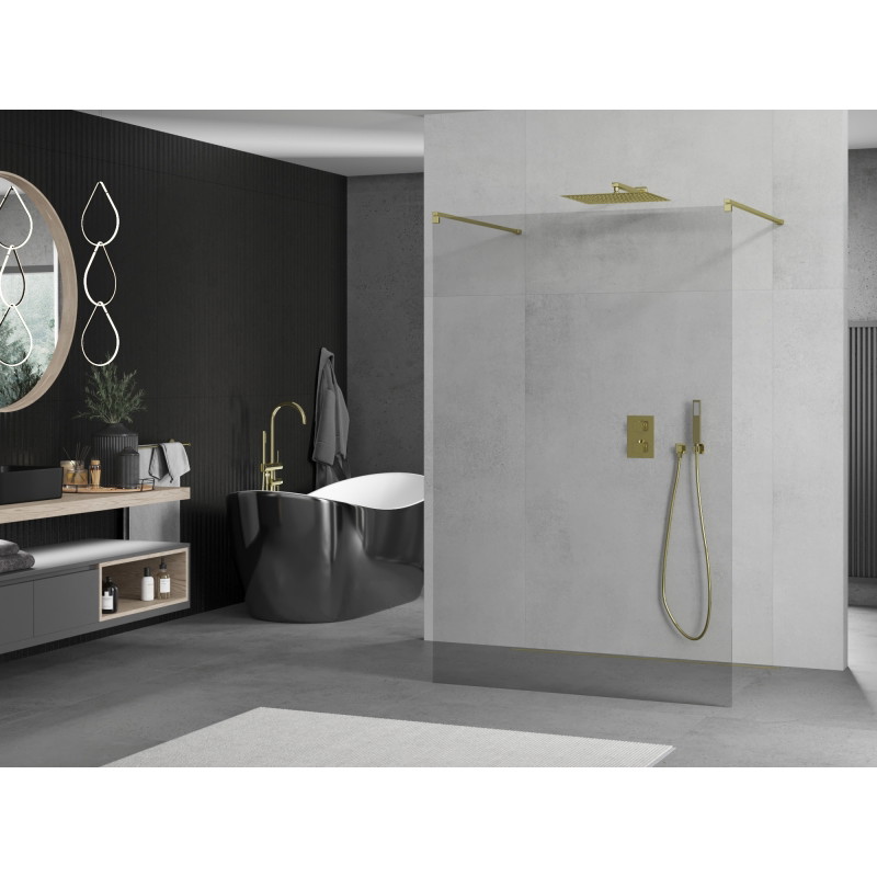 Mexen Kioto free-standing shower wall 160 x 200 cm, transparent 8 mm, gold - 800-160-002-50-00