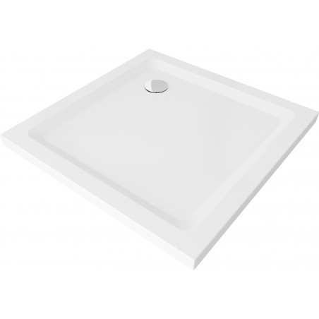 Mexen Flat square slim shower tray 70 x 70 cm, white, chrome siphon - 40107070