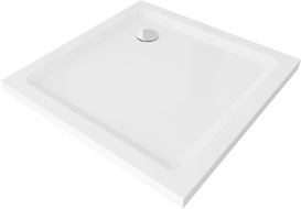 Mexen Flat square slim shower tray 70 x 70 cm, white, chrome siphon - 40107070