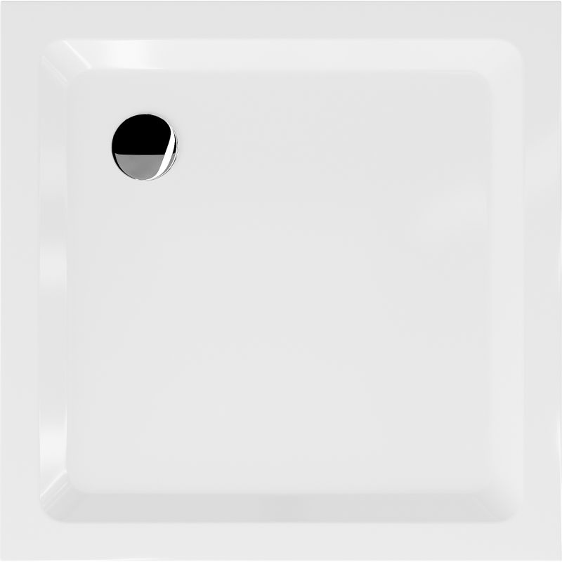 Mexen Flat slim square shower tray 70 x 70 cm, white, chrome siphon - 40107070