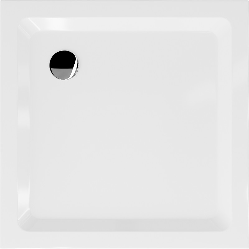 Mexen Flat square slim shower tray 70 x 70 cm, white, chrome siphon - 40107070