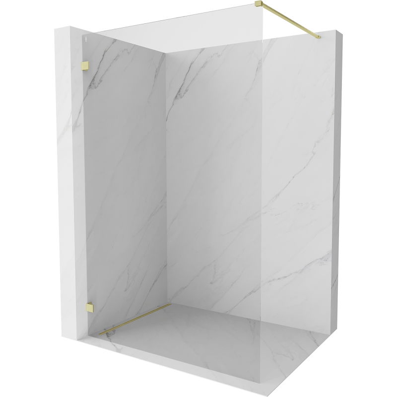 Mexen Lunar Walk-in Shower Panel Left 100 x 200 cm, Transparent 8 mm, Brushed Gold - 830-100-000-55-00-L