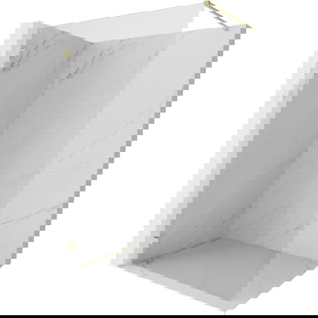 Mexen Lunar Walk-in Shower Wall Left 160 x 200 cm, Transparent 8 mm, Brushed Gold - 830-160-000-55-00-L