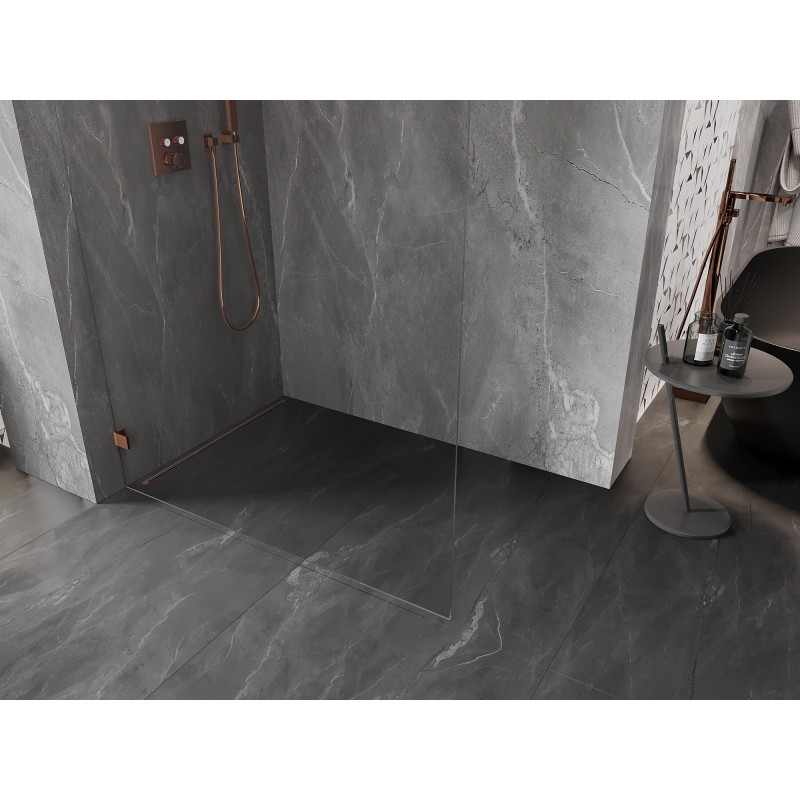 Mexen Lunar Walk-in Shower Screen Left 130 x 200 cm, Transparent 8 mm, Rose Gold - 830-130-000-60-00-L