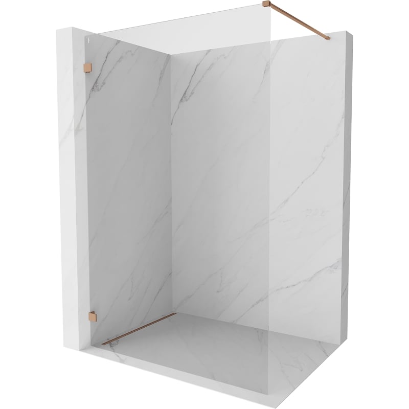 Mexen Lunar Walk-in Shower Screen Left 70 x 200 cm, Transparent 8 mm, Brushed Copper - 830-070-000-65-00-L