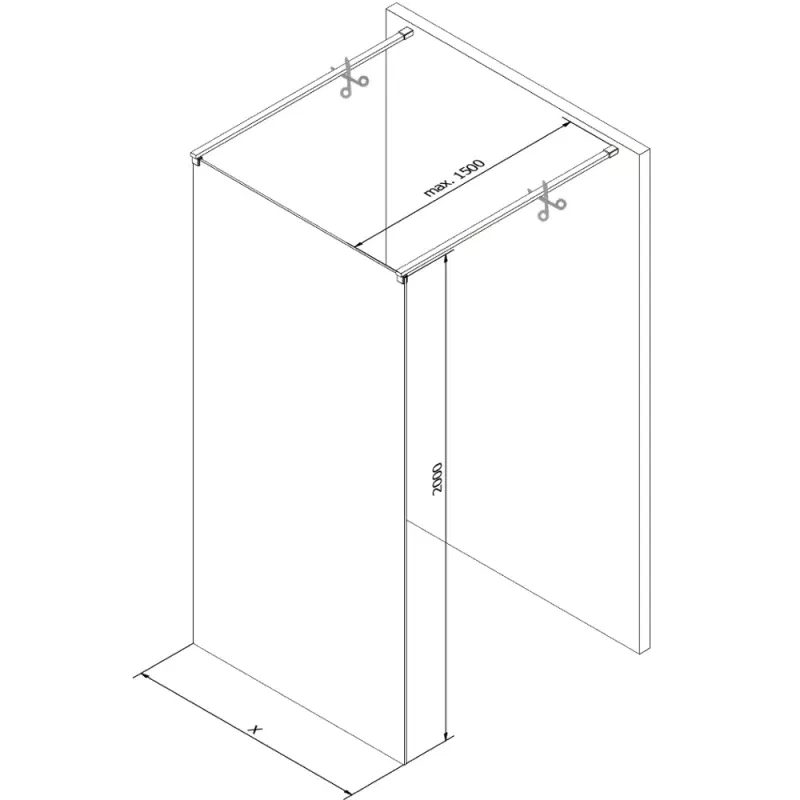 Mexen Kioto freestanding shower wall 150 x 200 cm, transparent 8 mm, black - 800-150-002-70-00