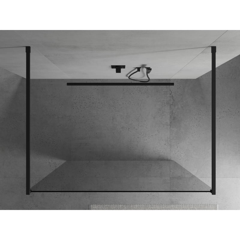 Mexen Kioto freestanding shower wall 150 x 200 cm, transparent 8 mm, black - 800-150-002-70-00