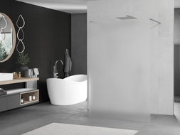 Mexen Kioto Freestanding Shower Wall 100 x 200 cm, Frosted 8 mm, Chrome - 800-100-002-01-30