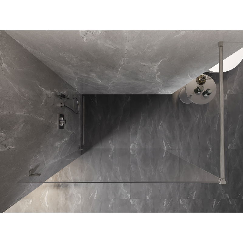 Mexen Lunar Walk-in Shower Wall Left 160 x 200 cm, Transparent 8 mm, Brushed Nickel - 830-160-000-97-00-L