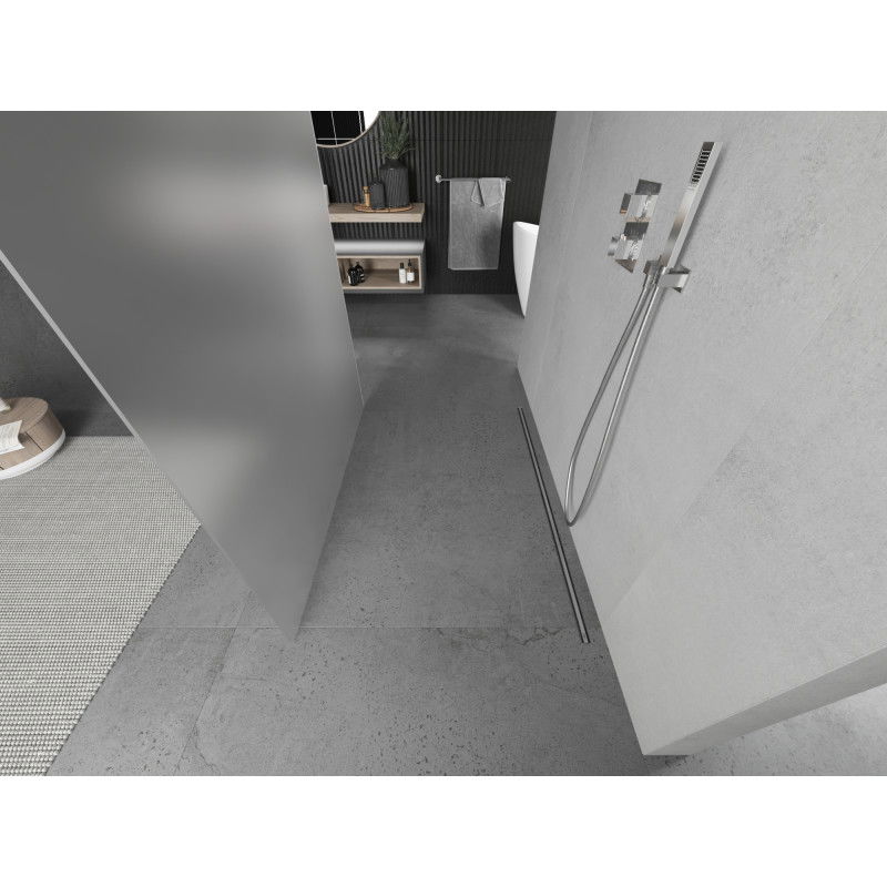 Mexen Kioto freestanding shower wall 110 x 200 cm, frost 8 mm, chrome - 800-110-002-01-30