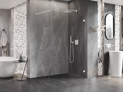 Mexen Lunar Walk-in Shower Wall Right 140 x 200 cm, Transparent 8 mm, White - 830-140-000-20-00-P