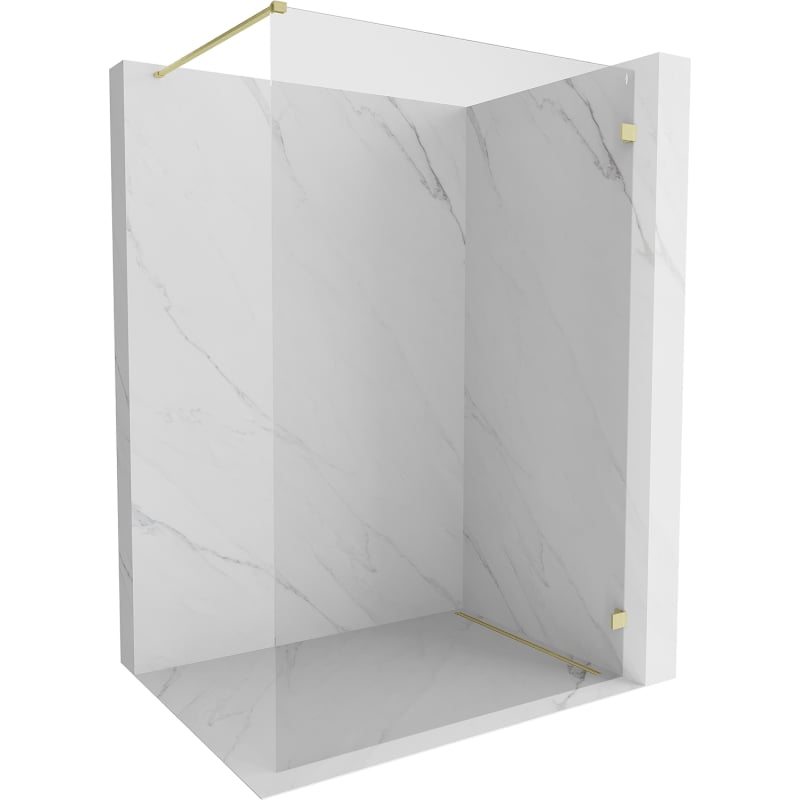 Mexen Lunar Walk-in Shower Wall Right 80 x 200 cm, Transparent 8 mm, Brushed Gold - 830-080-000-55-00-P