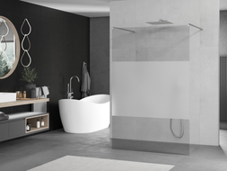 Mexen Kioto freestanding shower panel 100 x 200 cm, clear/frosted 8 mm, chrome - 800-100-002-01-35