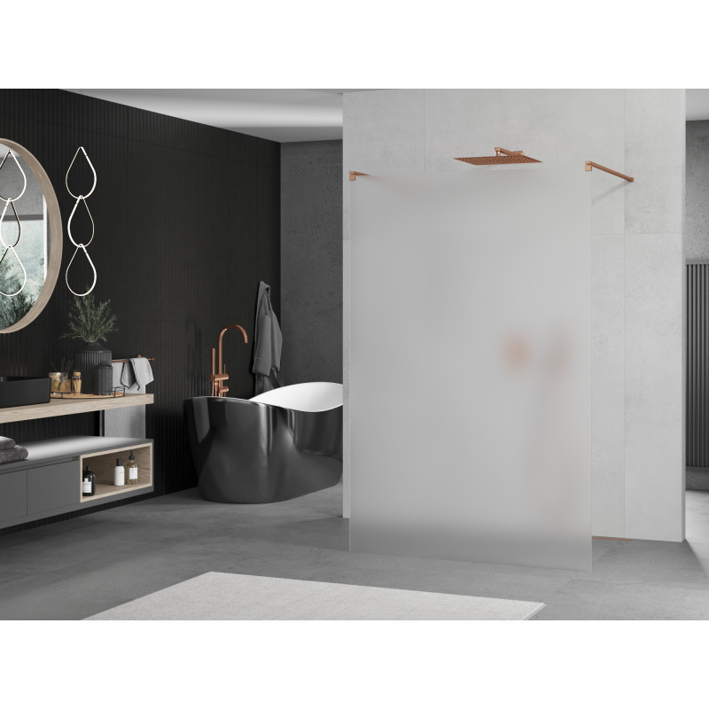 Mexen Kioto freestanding shower wall 110 x 200 cm, frost 8 mm, rose gold - 800-110-002-60-30