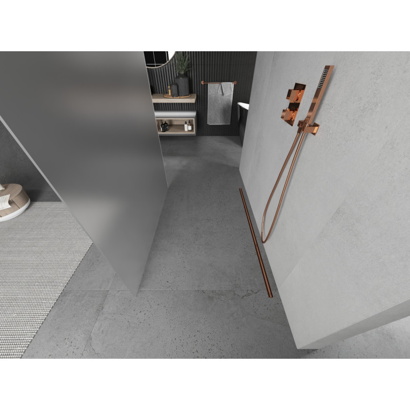 Mexen Kioto Free-standing shower wall 120 x 200 cm, frost 8 mm, rose gold - 800-120-002-60-30