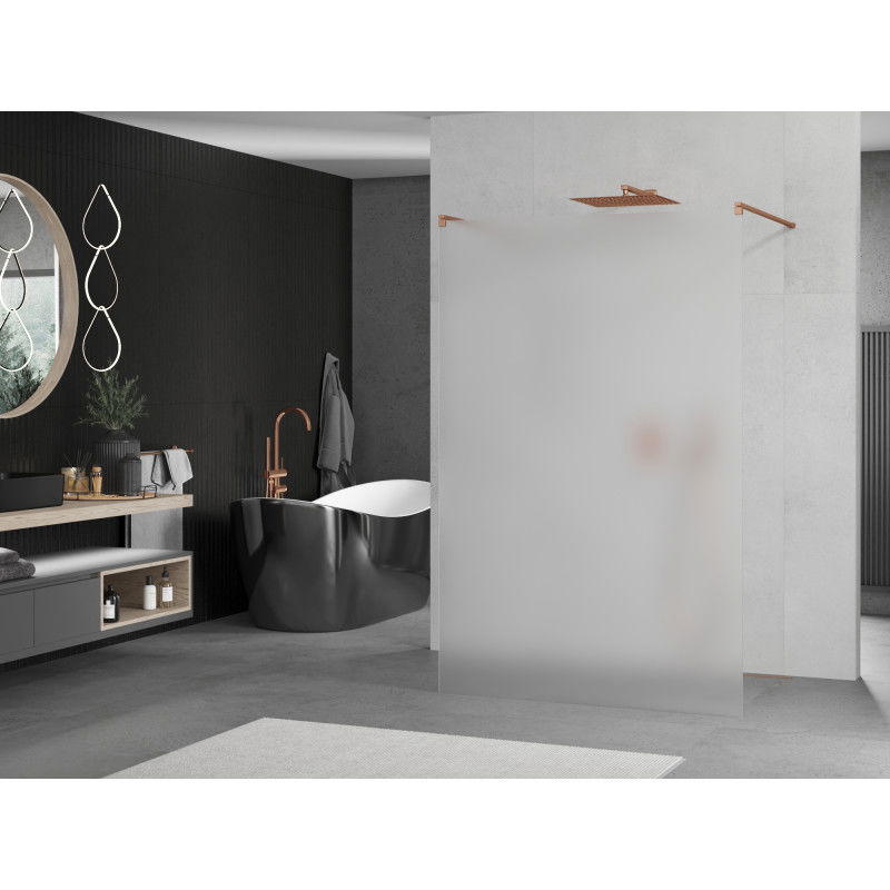 Mexen Kioto freestanding shower wall 120 x 200 cm, frost 8 mm, rose gold - 800-120-002-60-30