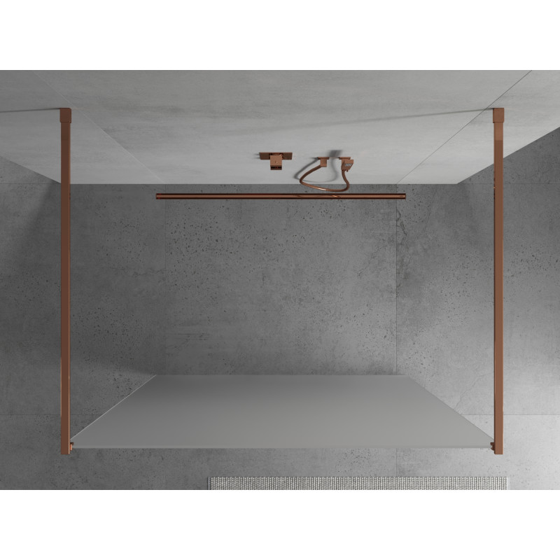 Mexen Kioto Free-standing shower wall 120 x 200 cm, frost 8 mm, rose gold - 800-120-002-60-30
