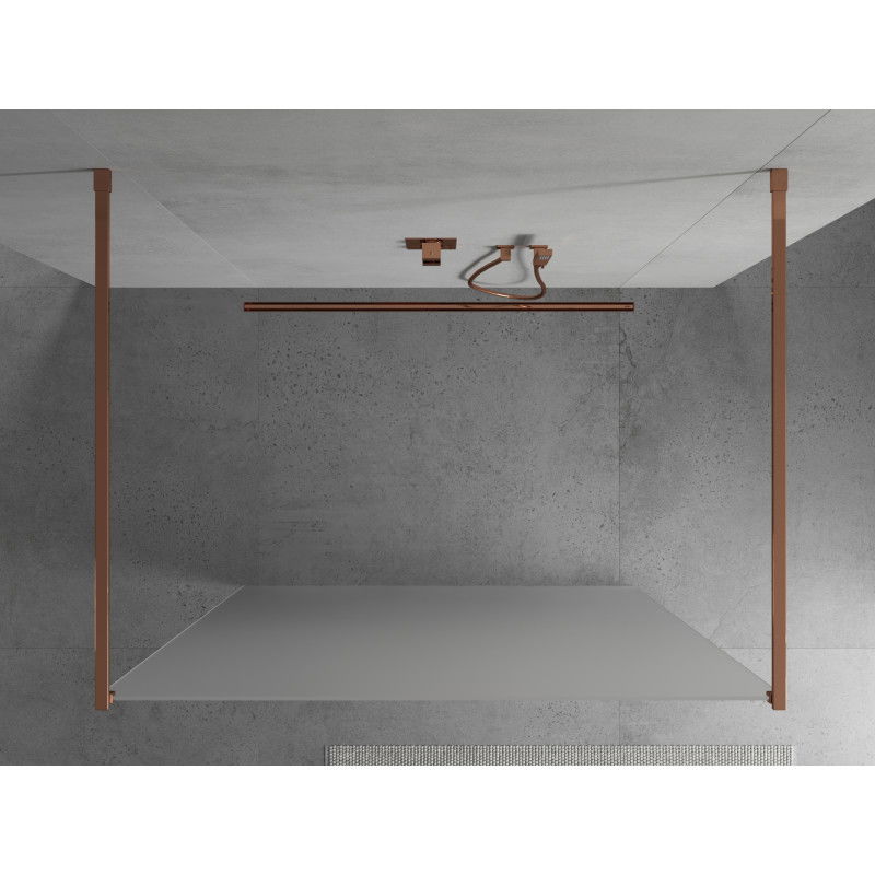 Mexen Kioto freestanding shower wall 120 x 200 cm, frost 8 mm, rose gold - 800-120-002-60-30