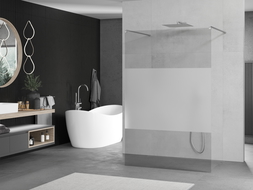 Mexen Kioto free-standing shower screen 110 x 200 cm, Transparent/Frosted 8 mm, Chrome - 800-110-002-01-35