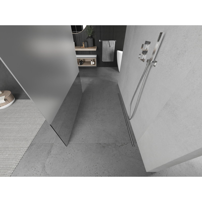 Mexen Kioto freestanding shower wall 120 x 200 cm, transparent/frosted 8 mm, chrome - 800-120-002-01-35