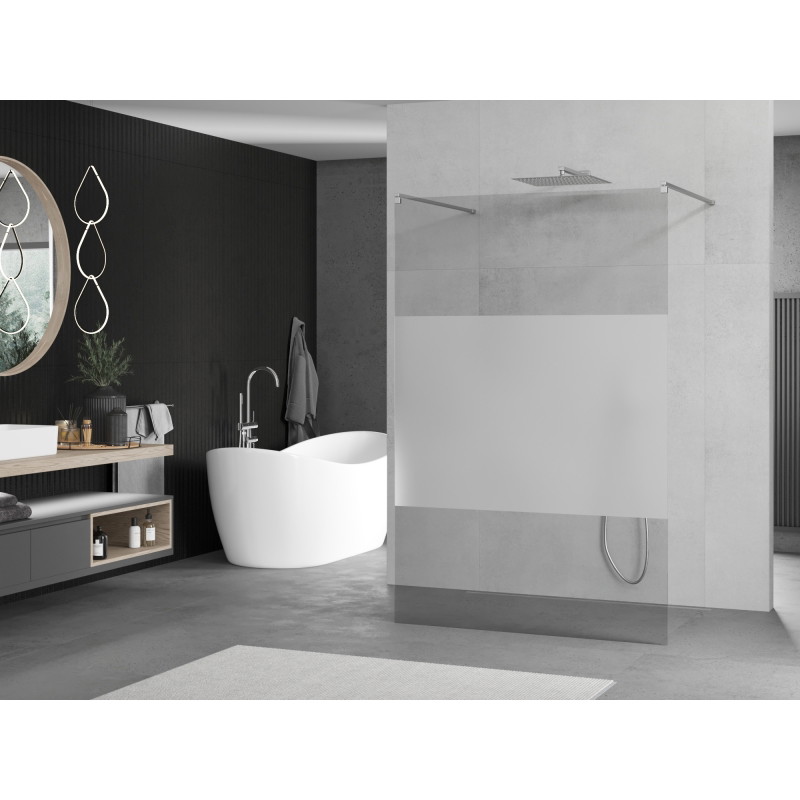 Mexen Kioto freestanding shower wall 120 x 200 cm, transparent/frosted 8 mm, chrome - 800-120-002-01-35