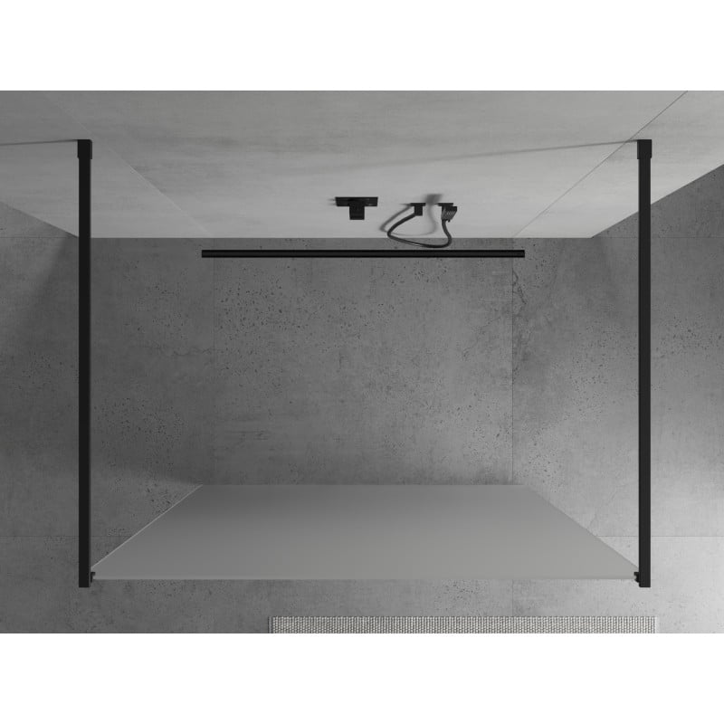 Mexen Kioto freestanding shower wall 110 x 200 cm, frost 8 mm, black - 800-110-002-70-30
