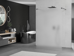 Mexen Kioto 120 x 200 cm Freestanding Shower Wall, Frosted 8 mm, Black - 800-120-002-70-30