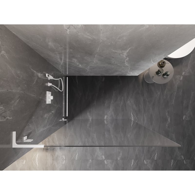 Mexen Lunar L Walk-in Shower Wall Left 90 x 200 cm, Transparent 8 mm, White - 830L-090-000-20-00-L