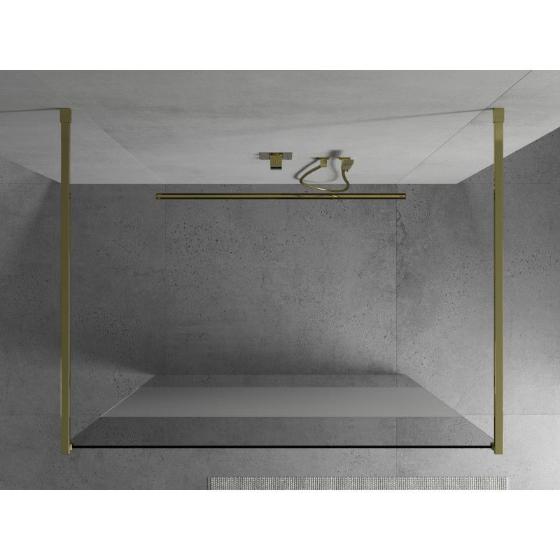 Mexen Kioto freestanding shower wall 100 x 200 cm, transparent/frost 8 mm, gold - 800-100-002-50-35