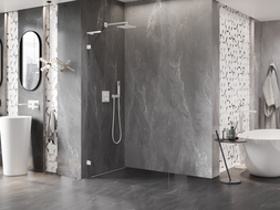 Mexen Lunar L Walk-in Shower Wall Left 100 x 200 cm, Transparent 8 mm, White - 830L-100-000-20-00-L