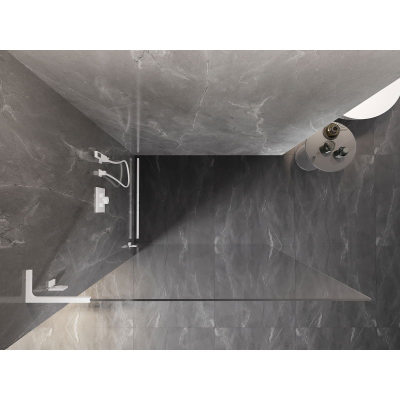 Mexen Lunar L Walk-in Shower Wall Left 100 x 200 cm, transparent 8 mm, white - 830L-100-000-20-00-L