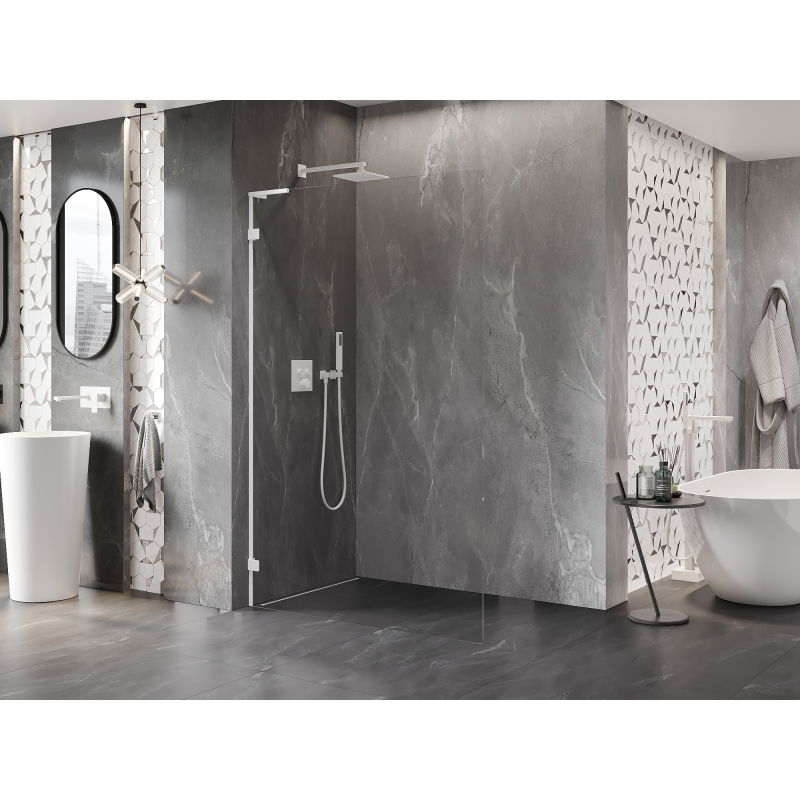 Mexen Lunar L Walk-in Shower Wall Left 120 x 200 cm, transparent 8 mm, white - 830L-120-000-20-00-L