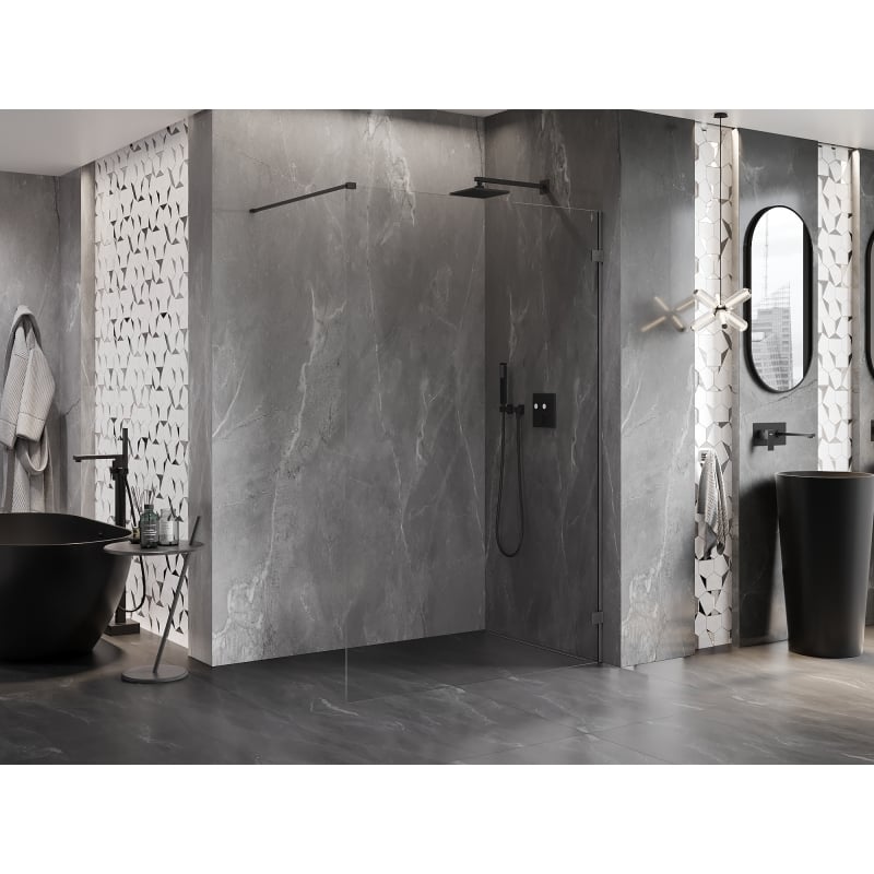 Mexen Lunar shower wall Walk-in right 120 x 200 cm, transparent 8 mm, brushed gun gray - 830-120-000-66-00-P