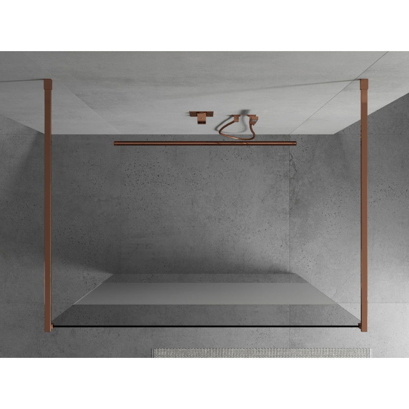 Mexen Kioto Freestanding Shower Wall 110 x 200 cm, Transparent/Frost 8 mm, Rose Gold - 800-110-002-60-35