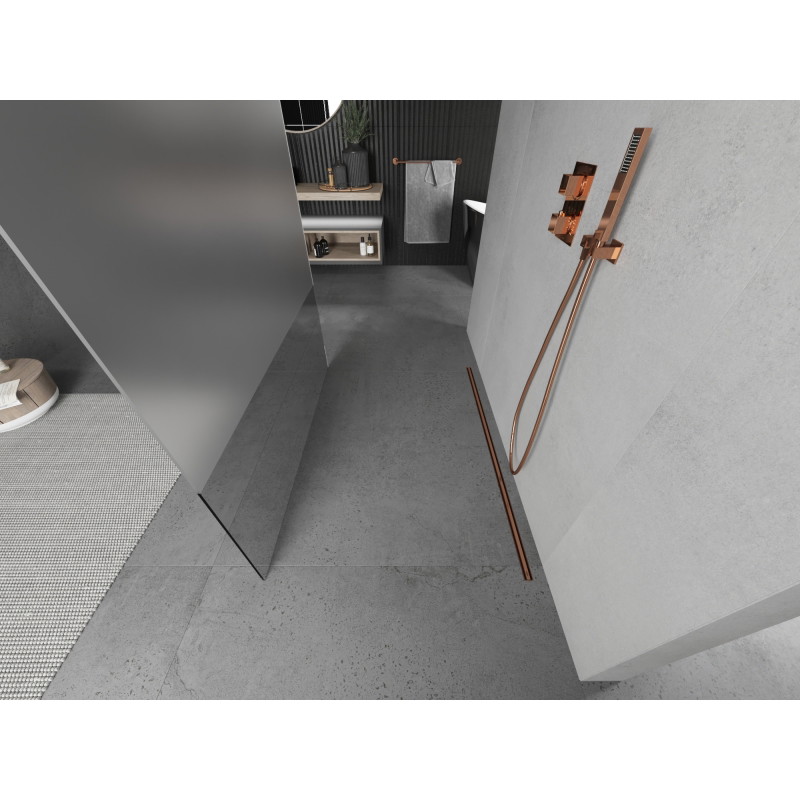 Mexen Kioto Freestanding Shower Wall 120 x 200 cm, Clear/Frosted 8 mm, Rose Gold - 800-120-002-60-35
