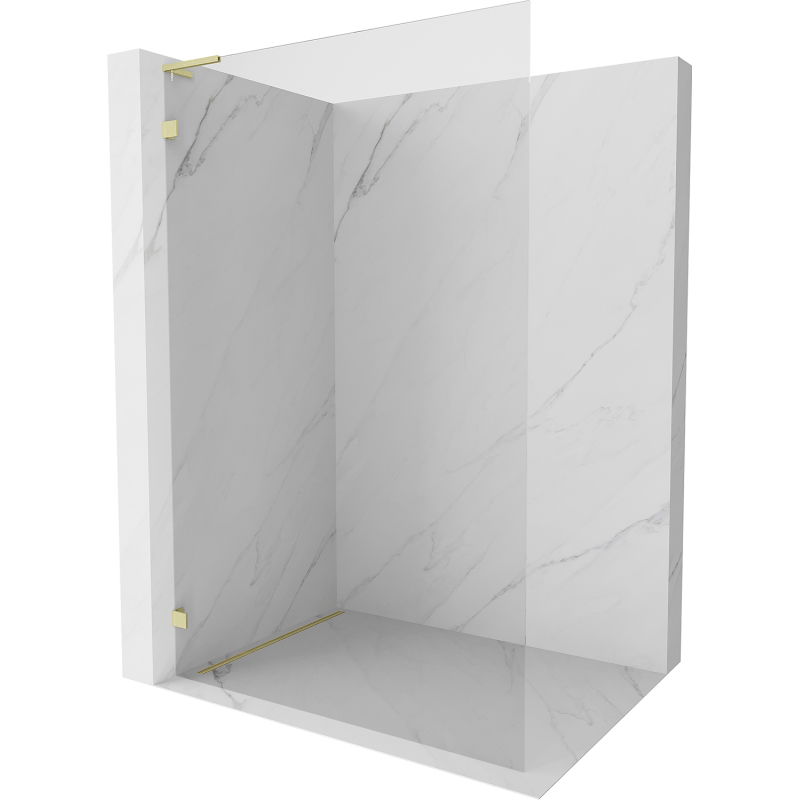 Mexen Lunar L Walk-in Shower Wall Left 80 x 200 cm, Transparent 8 mm, Brushed Gold - 830L-080-000-55-00-L